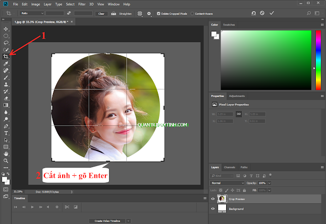 Cắt ảnh thành hình tròn bằng phần mềm Photoshop